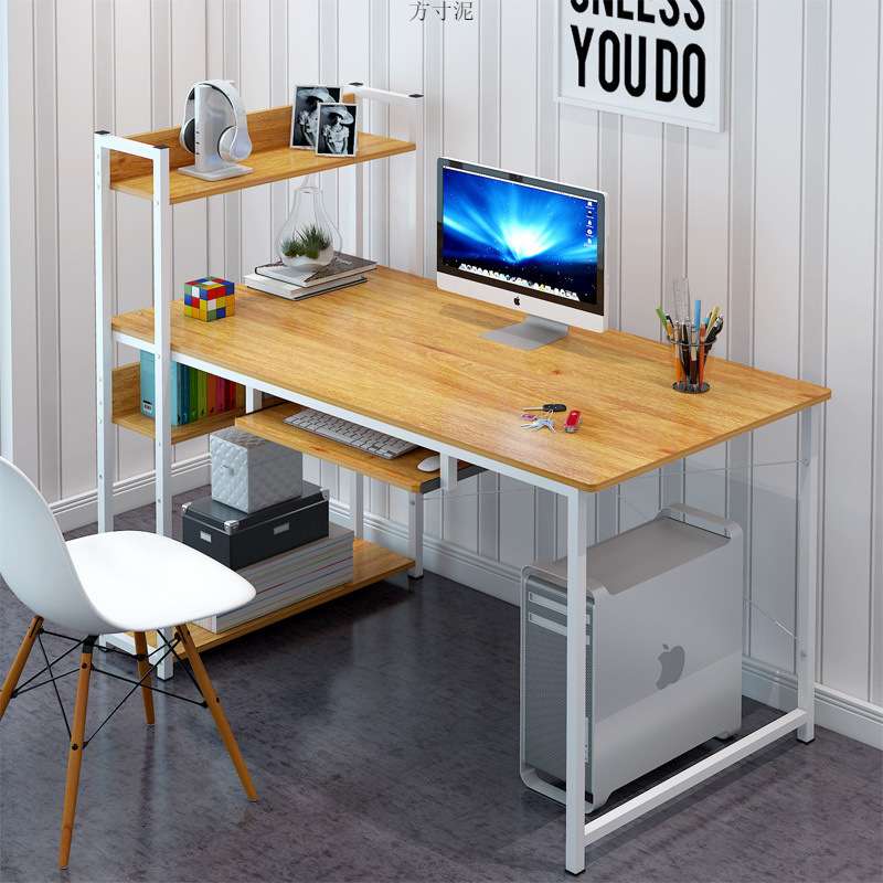 电脑桌台式家用经济型书桌简约电脑桌简易书架组合办公桌学习桌子