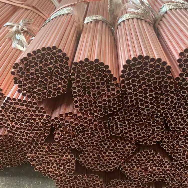 现货供应T2紫铜直管空调制冷铜管冷媒管R410a去磷无缝紫铜管