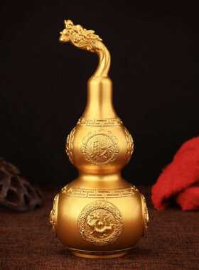 纳福铜葫芦摆件黄铜开口四神兽葫芦家居办公室装饰工艺礼品