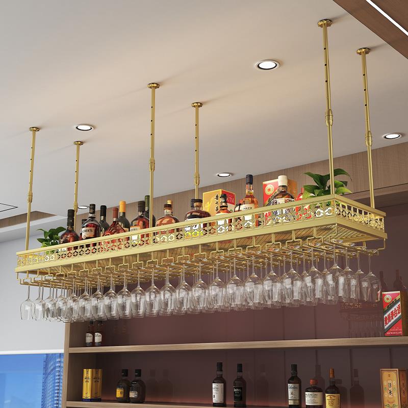 金属置物架吧台吊柜悬挂酒架酒杯架倒挂酒柜O前台装饰架红酒展示