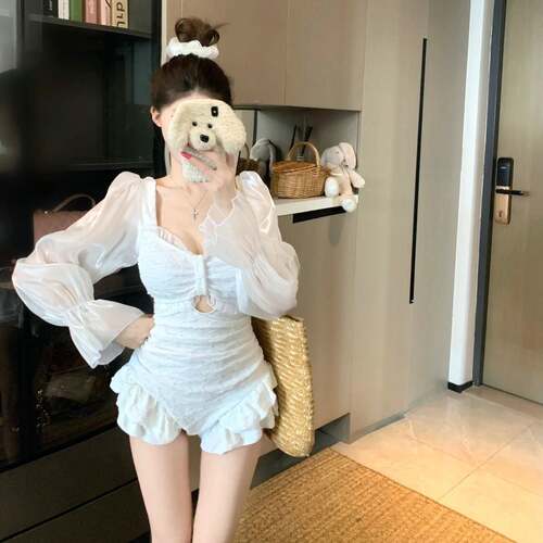款泳衣女新款超韩仙袖长防晒新版公主风030101海边绝美拍照