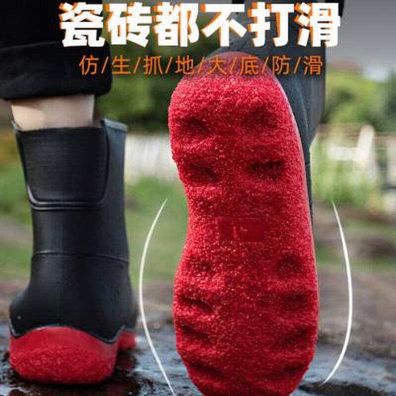 新款雨pOWCmrbk加鞋男中筒雨靴男筒滑士低筒水鞋防防水短高筒绒橡