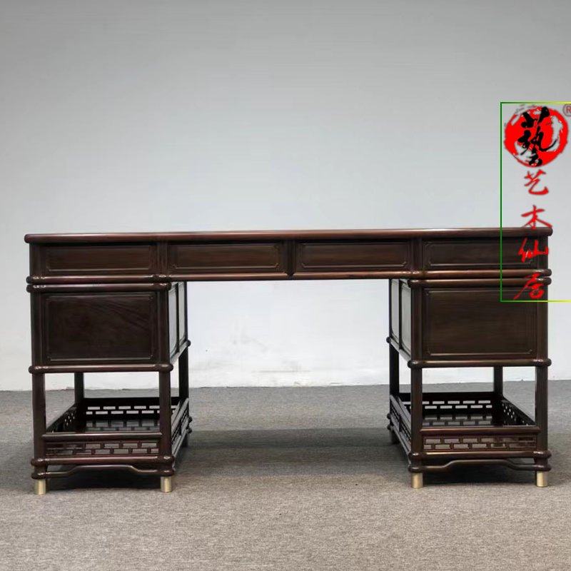 大红酸枝红木家具明式办公桌中式家用小型写字桌书桌.写字台无补