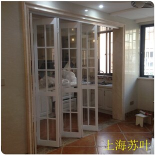 简约实木玻璃折叠门阳台厨房间移门卫生间书房隔断客Y厅餐厅大隔
