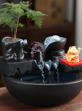 招财猫招手风流摆件循环车水入户meihua24玄办关生财公室前台客水