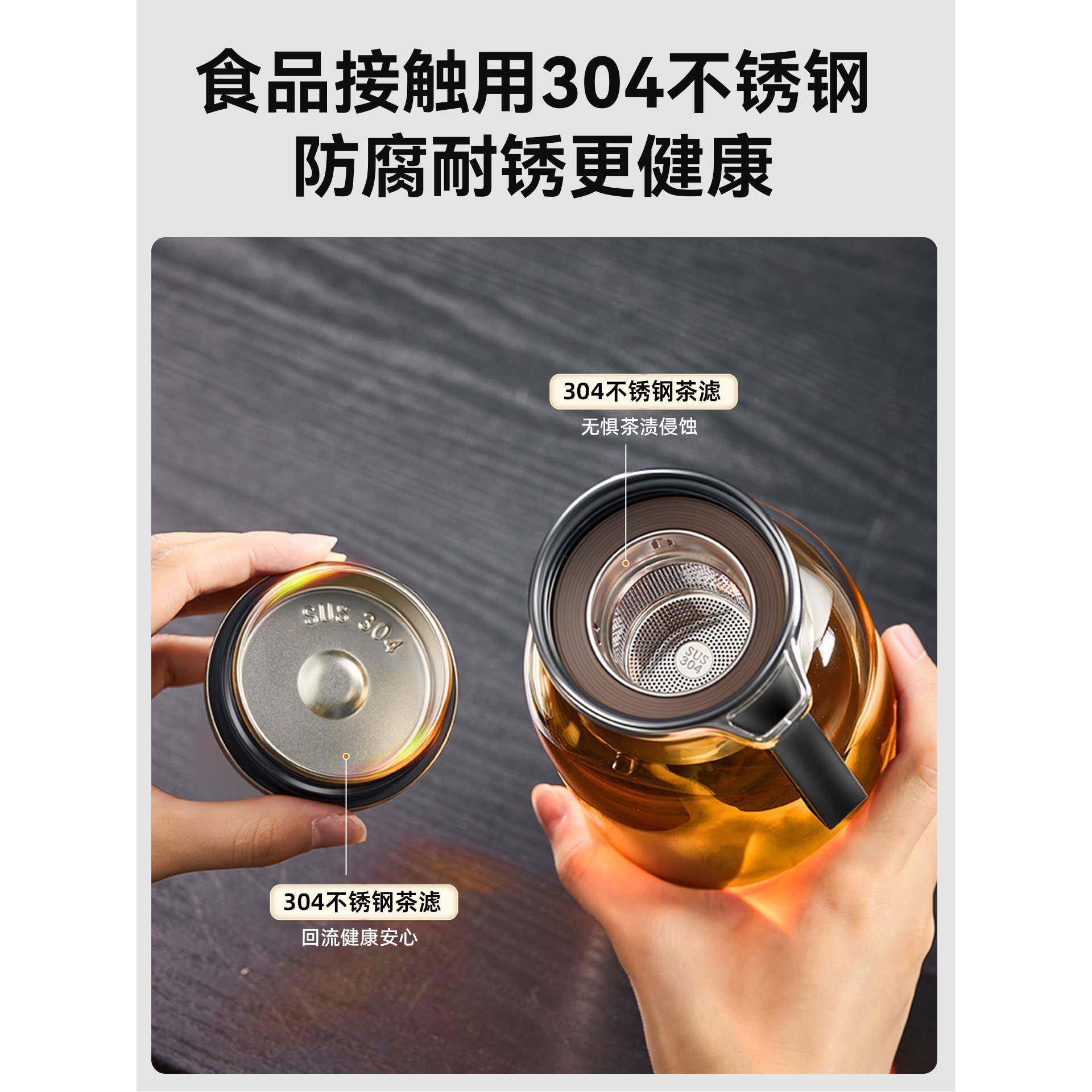 专容玻璃杯大量杯男士泡TBL625-0茶茶用水杯新款防烫茶水分离杯