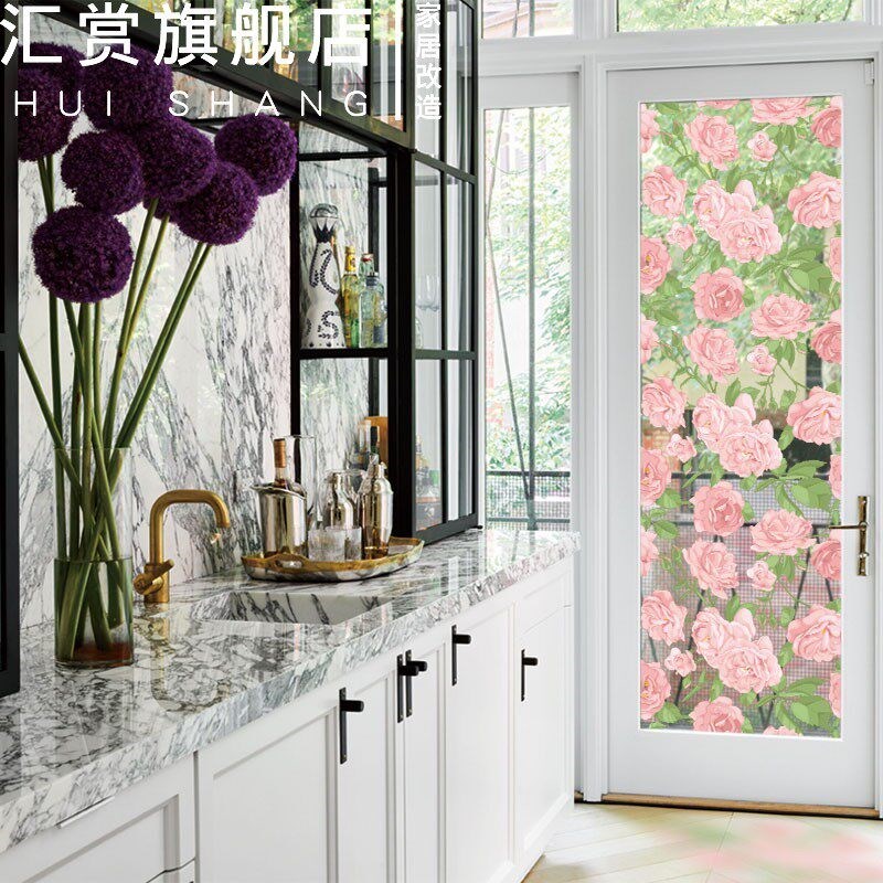 窗户玻璃贴磨砂膜装m饰窗贴静电无胶花卉玻璃贴膜玻璃门贴纸窗花