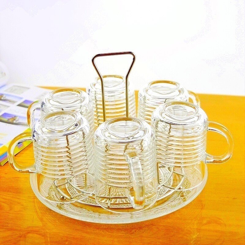 茶杯 玻璃杯 家用 套装r 6只装圆形透明耐热喝水杯子欧式无盖包邮