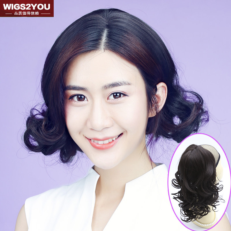 wigsb2you假发 头顶补发片 短卷发半假发套 顶心补发块增厚假发片