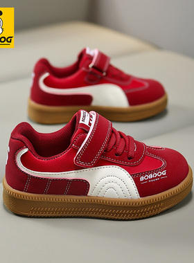 巴布豆男童德训鞋秋冬2025新款皮面防水4休闲5潮牌6儿童运动鞋7岁
