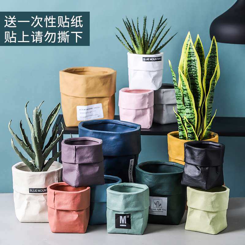 I陶瓷简约大号迷你小花盆盆栽创意家用绿萝多肉仙人掌兰花清
