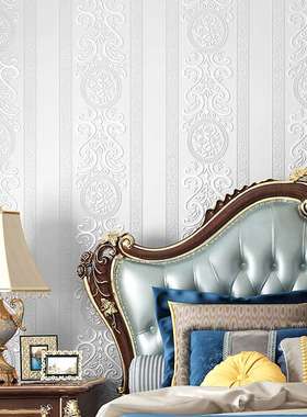 白色仿硅藻泥墙纸竖条纹欧式卧室客厅海吉布墙布海基布无纺布壁纸