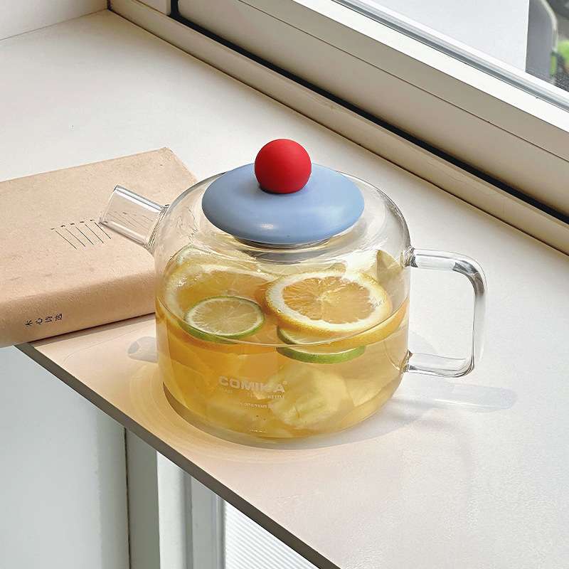 comika口咔元气水壶耐高温大容量高颜值泡花果茶漏养生高硼硅玻璃