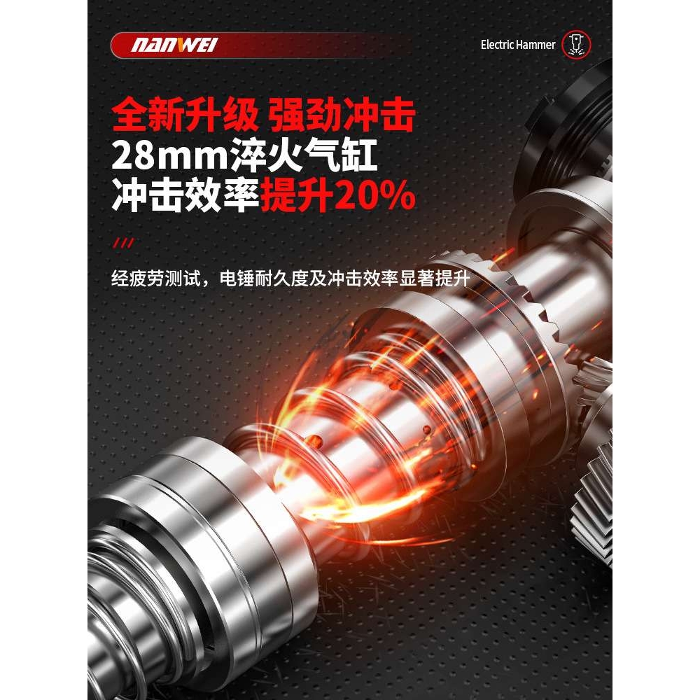 南威无刷充电电锤锂电冲击钻混凝土无线重型方柄电锤电镐电钻双用