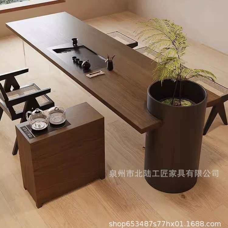 诧寂风泡茶桌椅组合家用禅意客厅实木功夫泡茶台办公室茶室新中式