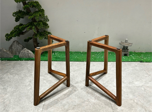 实木大板胡桃木茶桌茶几桌子脚支架茶台桌脚奥坎原木三角架餐桌腿