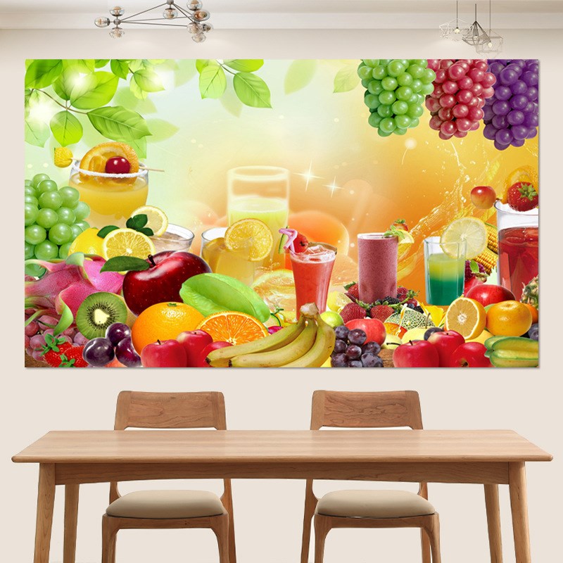 新款墙贴自粘壁画厨房客厅画装饰餐厅水果画蔬菜卧室墙面贴纸超大