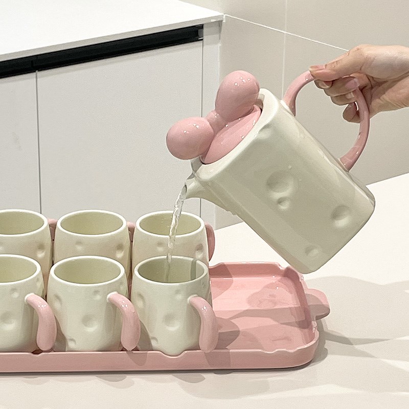 杯子套装喝水杯家用陶瓷茶具水具茶杯茶壶乔迁新居客厅桌面待客