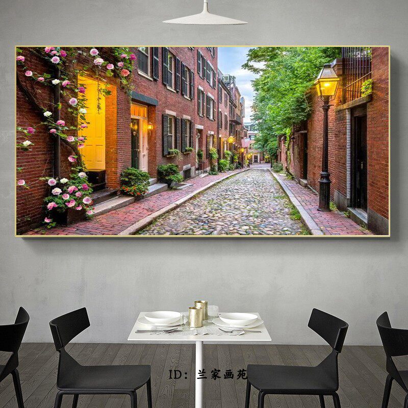 别墅房高清挂画客厅沙发墙装饰画晶瓷画镶钻画温馨床头田园风景画