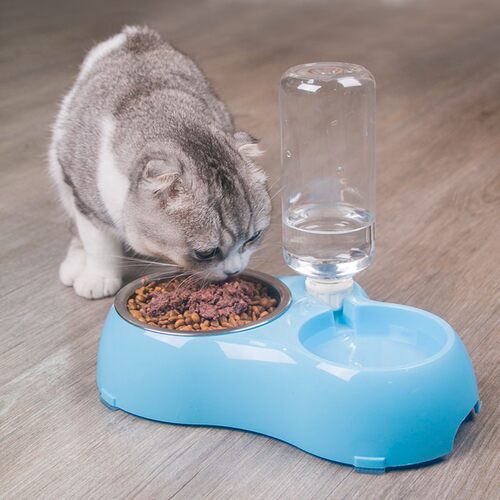 猫碗双碗自动饮水猫盆食盆宠物猫用E品狗碗狗食盆粮盆狗狗猫咪用