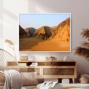 黄土高坡风景装饰画简约客厅沙发背景挂画黄色土地壁画有山无水画