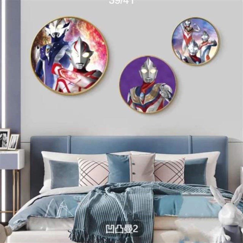房间床头装饰画圆形三件套男孩圆形画女孩装饰品挂画墙壁卧室儿童图片