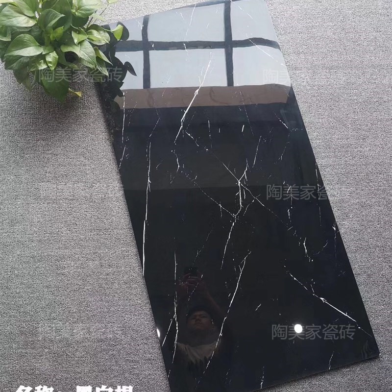 黑白根柔光大理石600x1200瓷砖客厅全抛釉地砖灰色地砖卫生间墙砖
