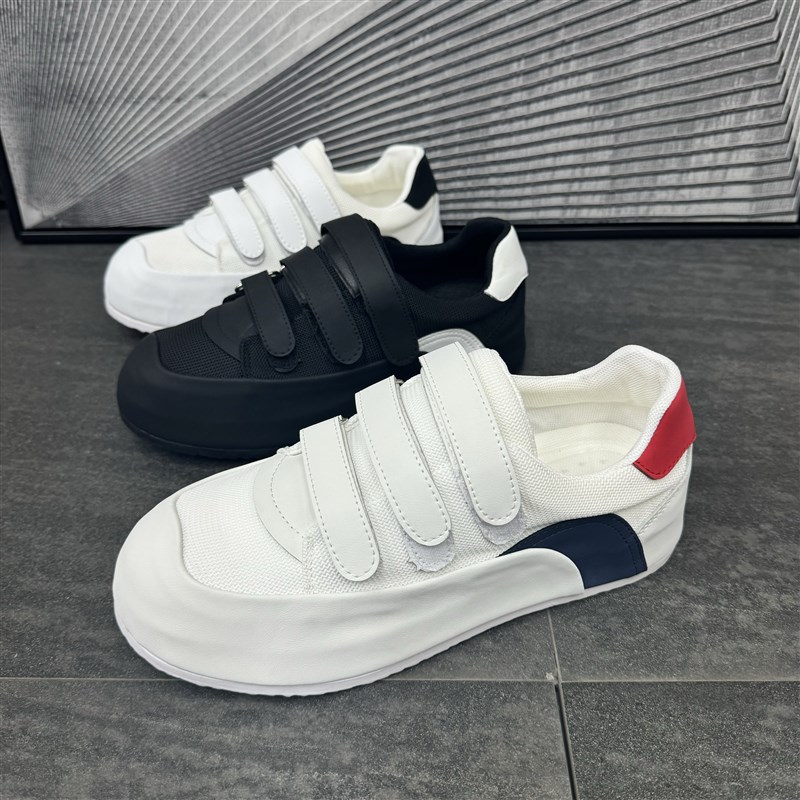 单鞋夏季新款低帮板鞋网面透气男鞋软底魔术贴老爹鞋懒人休闲鞋男