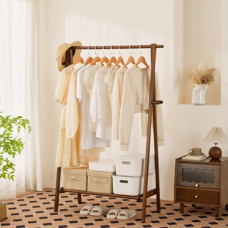 实木衣帽架挂衣架立式房间置物架简易家用置衣架床头衣挂架多功能