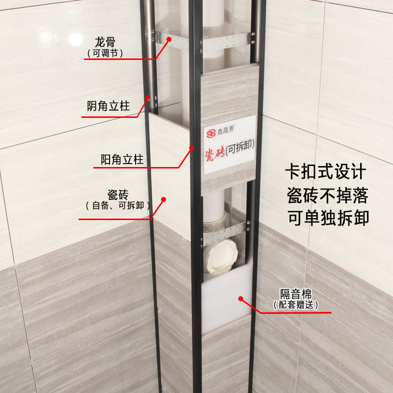 包下水管道支架阳台立管卫生间装饰材料厨房瓷砖包管支架神器遮挡