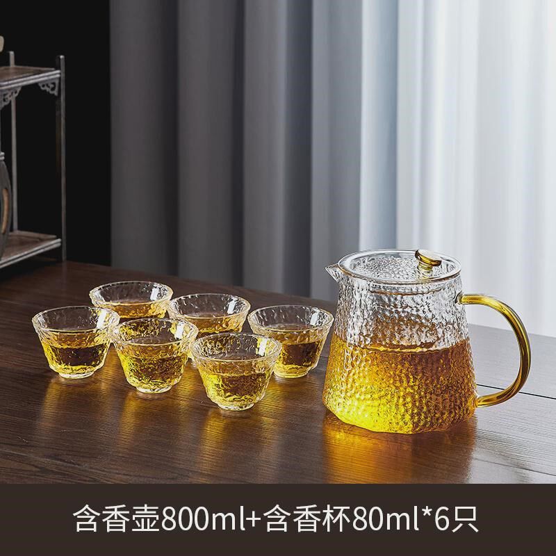 锤过日式茶壶玻璃单壶家用煮茶耐高温花茶茶具套装加厚滤泡纹新款