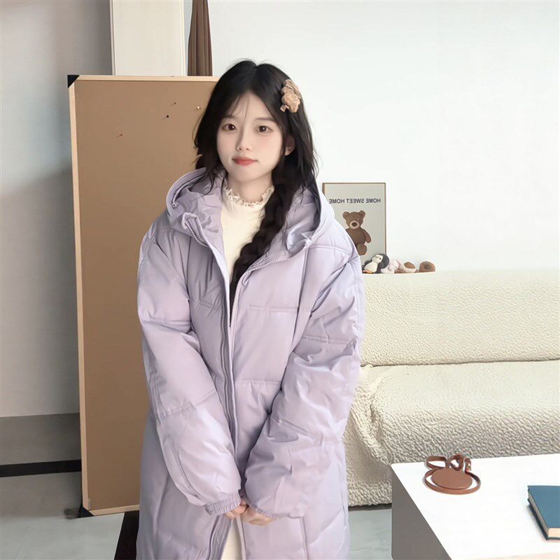 冬季棉服女中长款2025新款学生宽松H棉衣韩版加厚过膝保暖羽绒棉