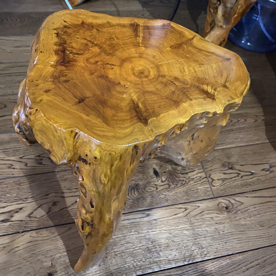 天然根雕树根凳子花架底座实木圆墩子原木树桩木桩木头树墩子茶几