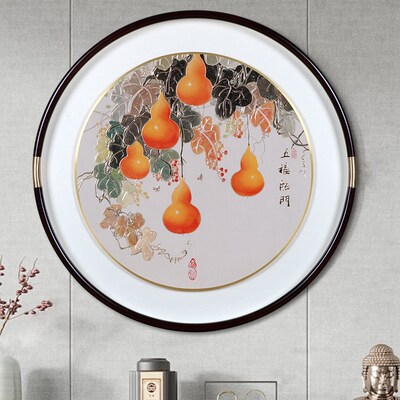 手工五福临门葫芦入户玄关装饰画走廊过道立体挂画新款铜雕画