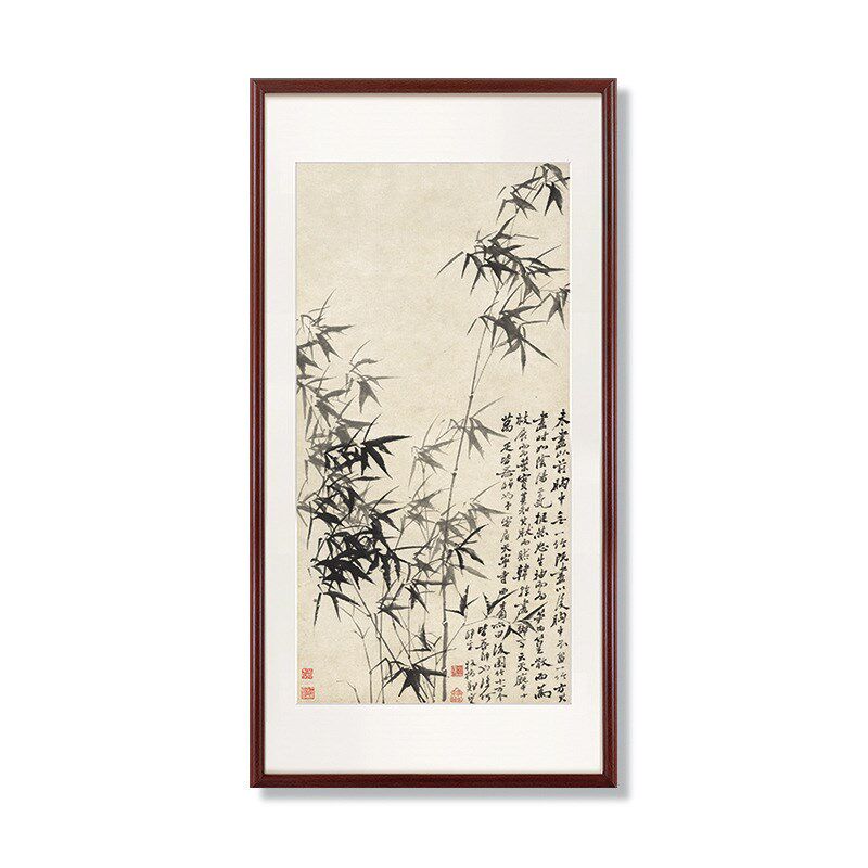 《墨竹图》装饰画客厅玄关走廊新中式壁画书房茶室入户正对门挂画