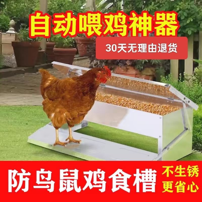 全自动家用喂鸡槽食料槽防雨防鼠鸟喂鸡神器养鸡鸭定时喂食器家禽