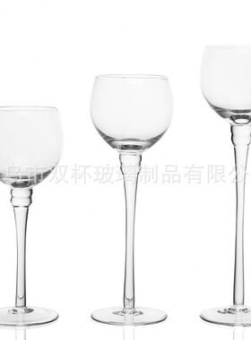 甄选供应玻璃烛台人工吹制玻璃工艺品现货欧式餐厅脚烛台三件套