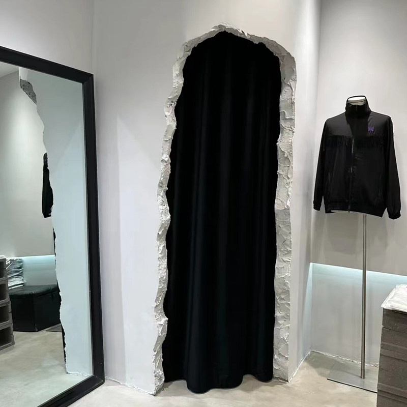 黑色试衣间c门帘服装店门帘定制拱形方形门更衣室隔断拉帘窗帘log