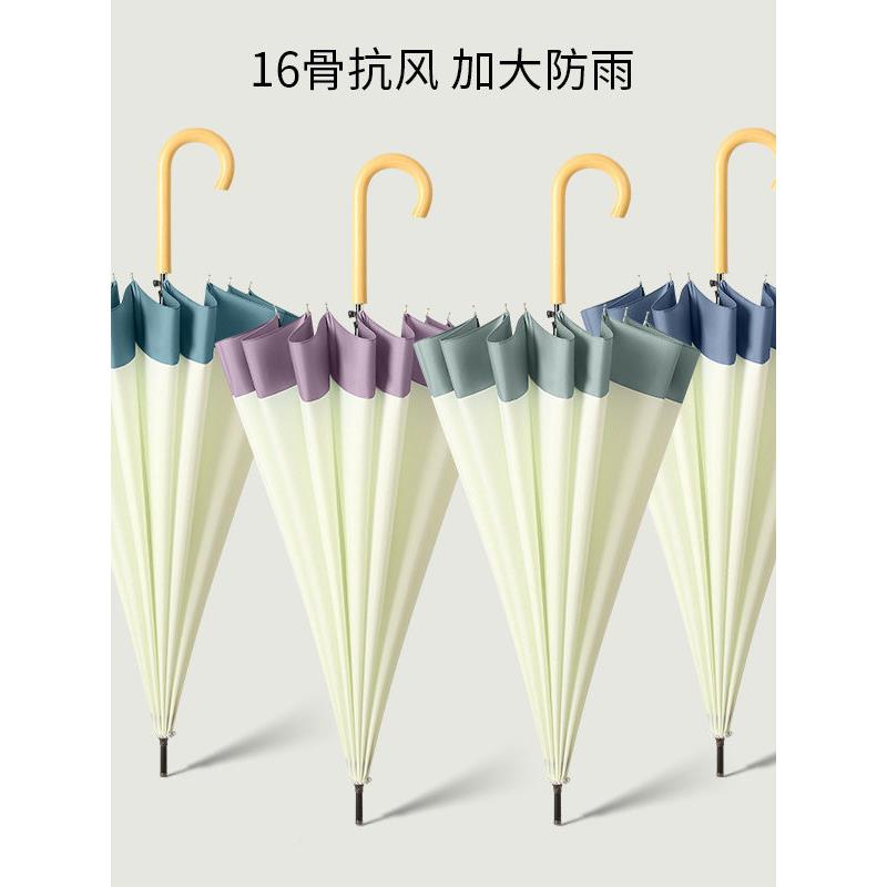 森系大号长柄雨伞人双女加清001厚防风简约小新弯柄印刷广告定制图片