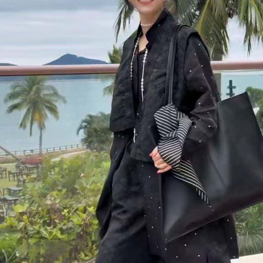 高级SKD时尚套女夏装季新款洋腿派宽松波点衬衫感马甲阔裤三件套