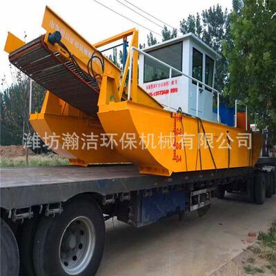 ENT景河面理湖面保船区垃圾打捞水草清船水葫洁芦收割船厂家供应