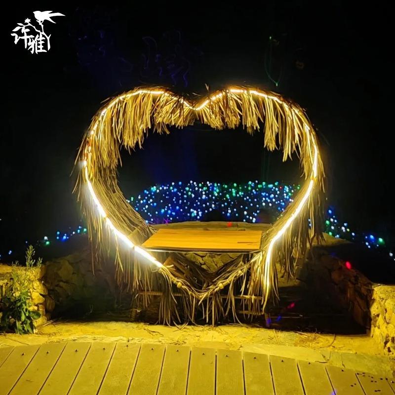 巴厘岛鸟巢灯景区心形网红打卡景观婚纱拍摄道具户外拍照秋千吊椅