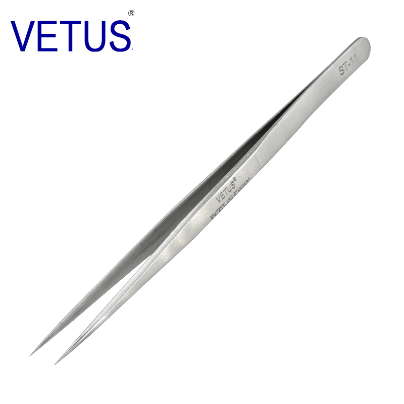 VETUS 高精密镊子ST-11 302不锈钢防磁防酸弯头镊子 钟表维修工具