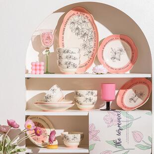餐具套装礼盒高级感粉嫩少女心陶瓷碗碟套装家用饭碗饭盘子精致感