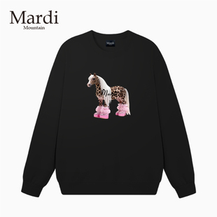 官方旗舰店Mardi Mountain韩国正品2026春款印花套头圆领女卫衣