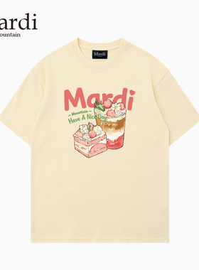 官方旗舰店Mardi Mountain韩国正品2025夏新款黑白纯棉短袖女t恤
