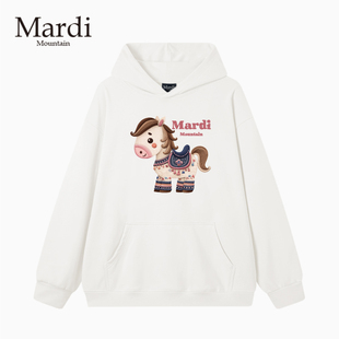 官方旗舰店Mardi Mountain韩国正品秋冬款印花套头长袖女连帽卫衣