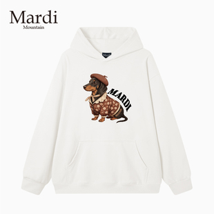 官方旗舰店Mardi Mountain韩国正品秋冬款印花套头长袖女连帽卫衣