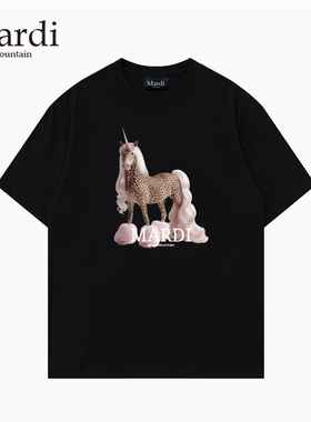 官方旗舰店 Mardi Mountain韩国正品2026春夏款黑白纯棉短袖女t恤