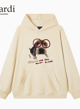 官方旗舰店Mardi Mountain韩国正品秋冬款印花套头长袖女连帽卫衣